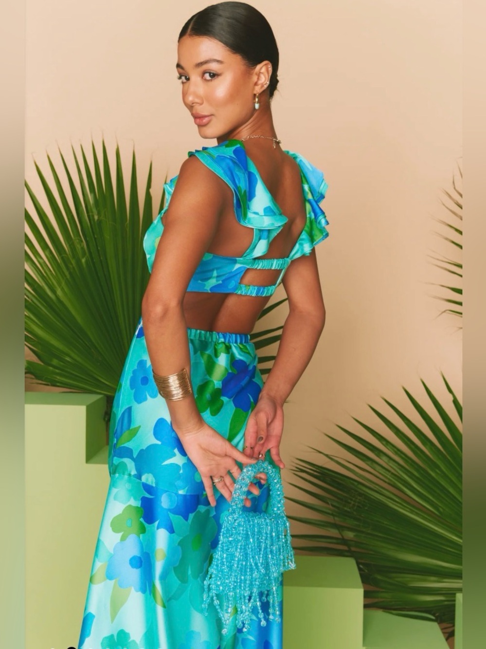 Show Me Your Mu Mu Blue Piccadilly Floral Cutout Maxi Dress - Picture 2 of 5